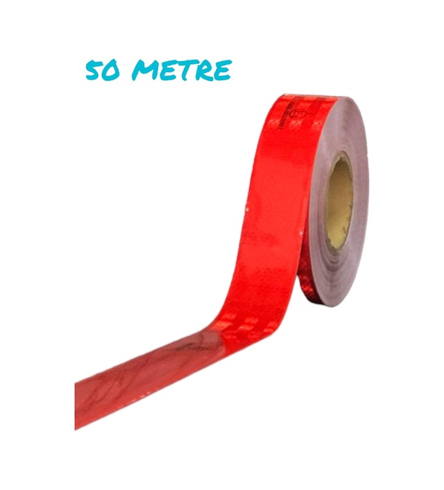 Tüvtürk Onaylı Reflektör Fosforlu Düz Şerit Bant Kırmızı 50 Metre E8 Belge