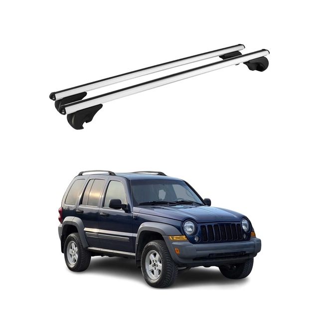 Jeep Liberty 2002-2007 / Cherokee Kj 2002-2007 Arası Uyumlu Port Bagaj Taşıyıcı Ara Atkı Alüminyum Gümüş 2 Parça