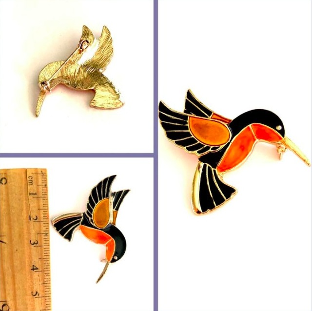 Omeniv Vintage Retro Tarz Kolibris Arı Kuşu Broş İğne Mine Kaplı 37890718 Teşhir Ürün