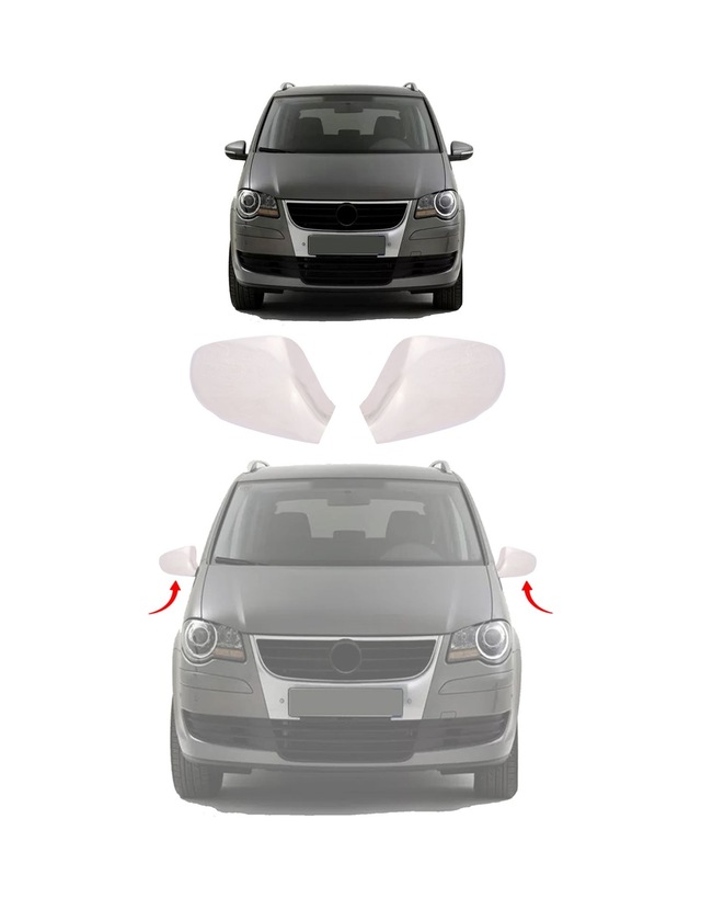 Volkswagen Touran Uyumlu 2010-2015 Krom Ayna Kapağı 2 Parça Paslanmaz Çelik