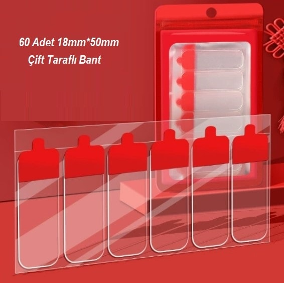 60 Parça Kolay Açılır Güçlü Çift Taraflı Bant 18mm 50mm Diğer