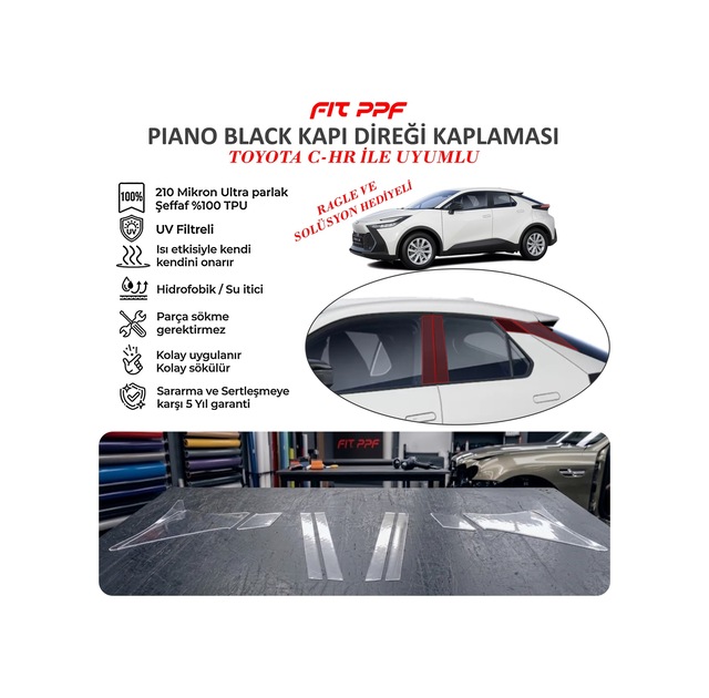 Totota Ch-r Hazır Kesim Piano Black Kapı Yan Direk Kaplamaparer,