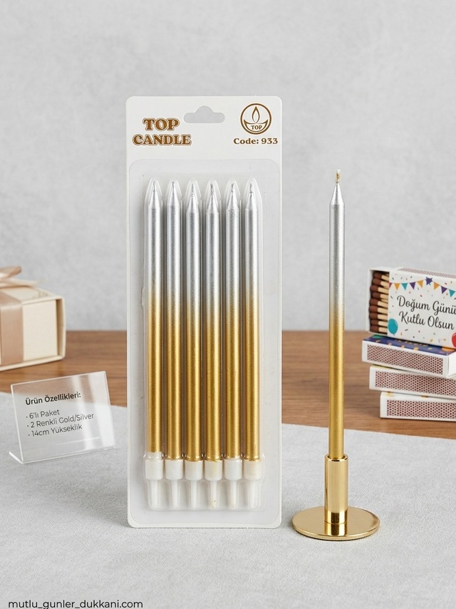 Top Candle Pasta Mumu 6 Adet Doğum Günü Ve Parti Kutlama Seti No:6