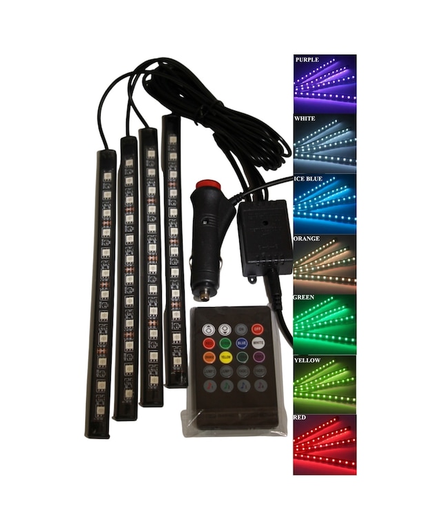 12 Ledli Ayak Altı Led Lamba Kumandalı Araç İçi Aydınlatma Sese Ve Müziğe Duyarlı Led Işık Rgb