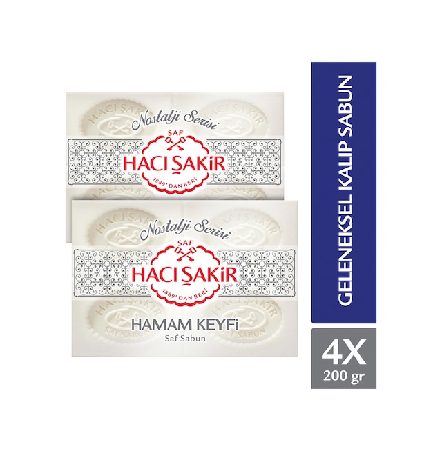 Hacı Şakir Hamam Keyfi Saf Geleneksel Beyaz Sabun 4 x 200 G 2'li