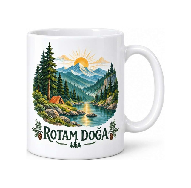 Rotam Doğa Dağ Orman Ve Kamp Tasarımlı Porselen Kupa - Model 264