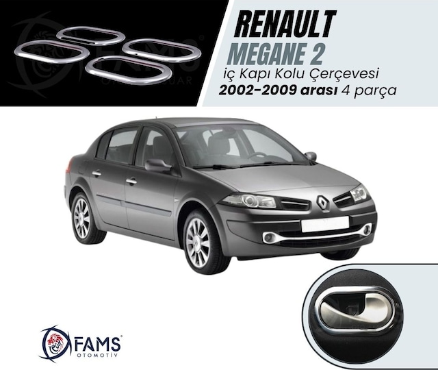 Renault. Megane 2 Krom Iç Kapı Kolu Çerçeve 4 Kapı 2002 - 2009 P.çelik ( Aksesuar )
