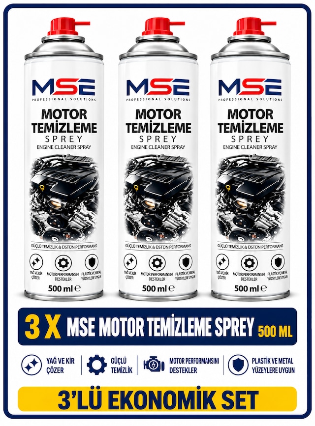 Mse Motor Temizleme Spreyi 500 Ml 3'lü Ekonomik Set