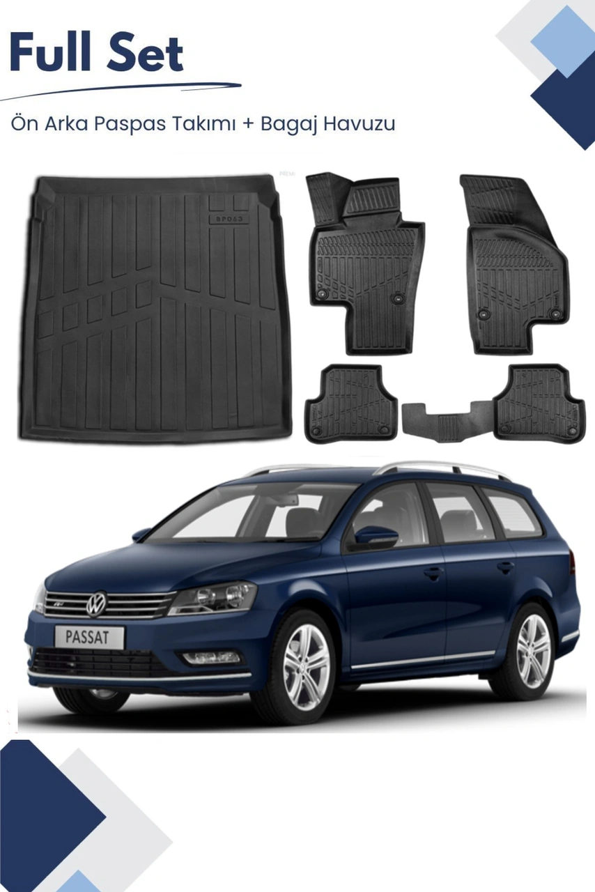 Volkswagen Passat B7 Variant 2012 Model Tam Uyumlu Paspas+bagaj Havuzu Seti