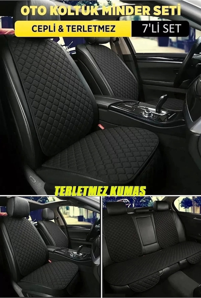 Ford Tourneo Connect Terletmez Kumaş Minterletmez Kumaş 7 Parça Full Takım Siyah-siyah