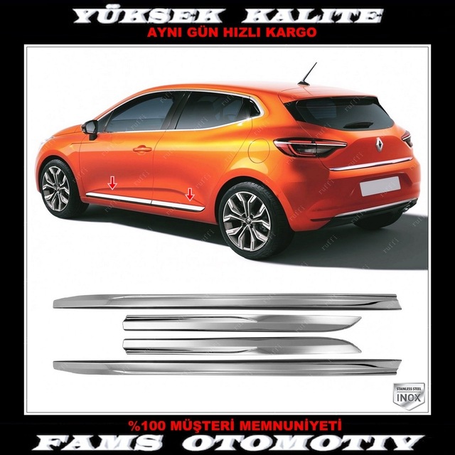 Renault Clio 5 Hb Krom Yan Kapı Çıtası 4 Prç P.Çelik 2019 Üzeri