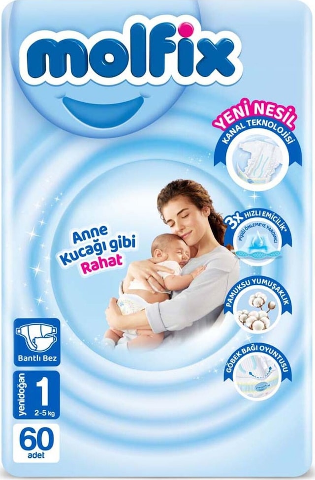 Molfix Avantajlı Paket 1 Beden Yenidoğan 2-5 Kg 60'lı 1 Numara