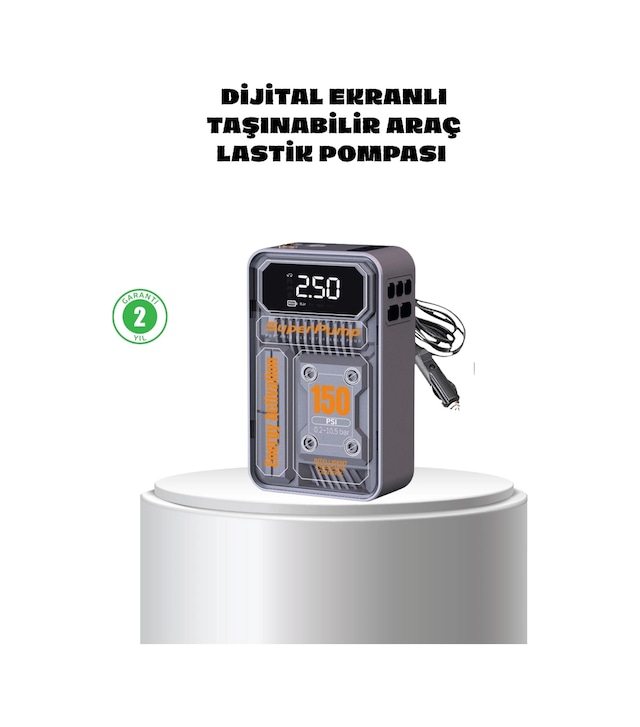 Taşınabilir Kablosuz Hava Pompası - 150 Psı Güçlü Basınç Ve 6000mah Şarjlı Çok Renkli