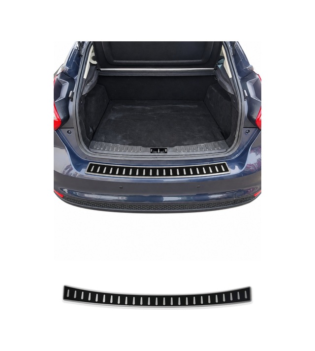 Ford Focus Hatchback 2011-2018 Uyumlu Arka Tampon Eşiği Krom-karbon Folyolu