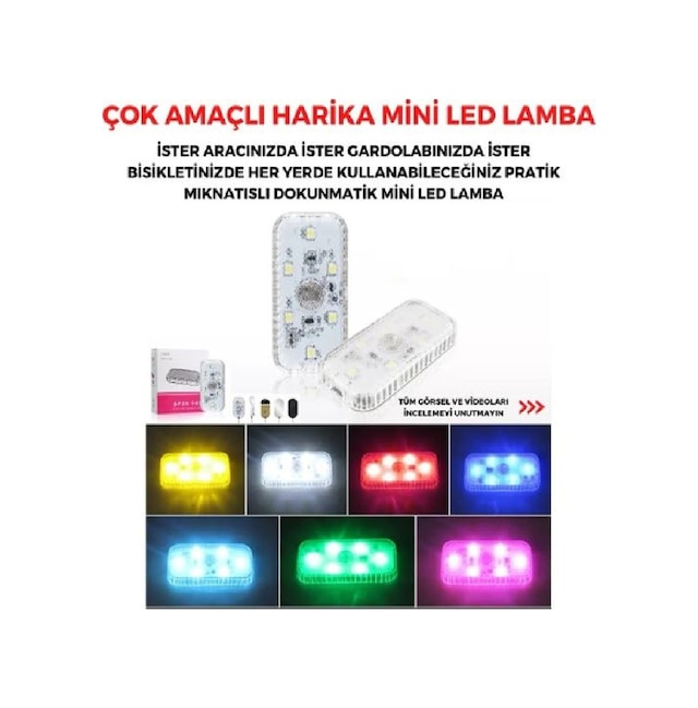 Ayak Altı Dokunmatik Sensörlü Mini Led Lamba Beyaz 9 Işık Renkli
