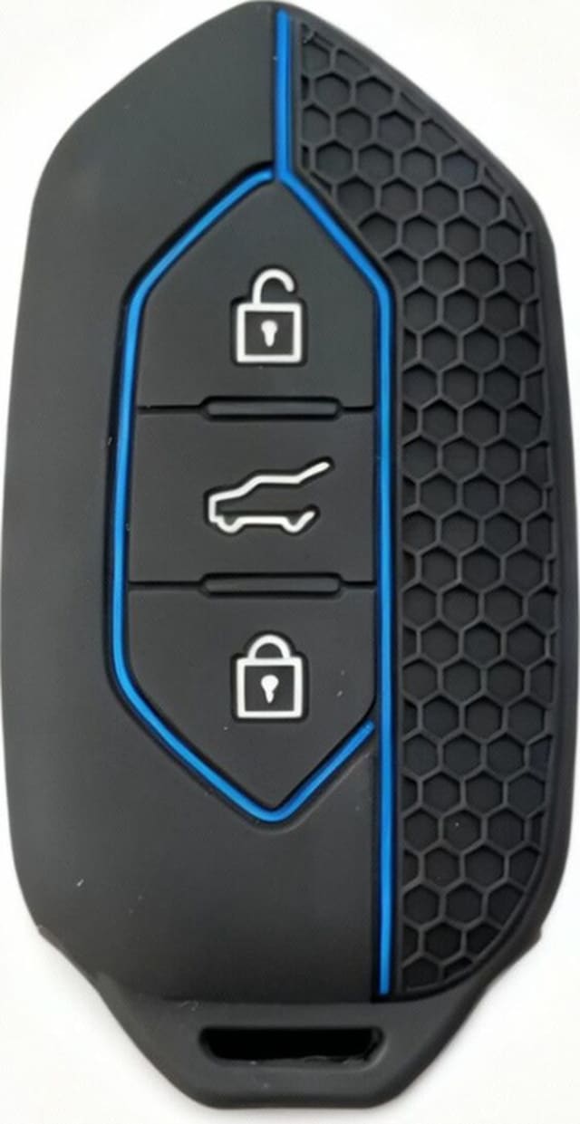 Gma Keys Togg T10x T10f 3 Tuşlu Smart Petek Desenli Koruma Anahtar Kılıfı Mavi Siyah Renk