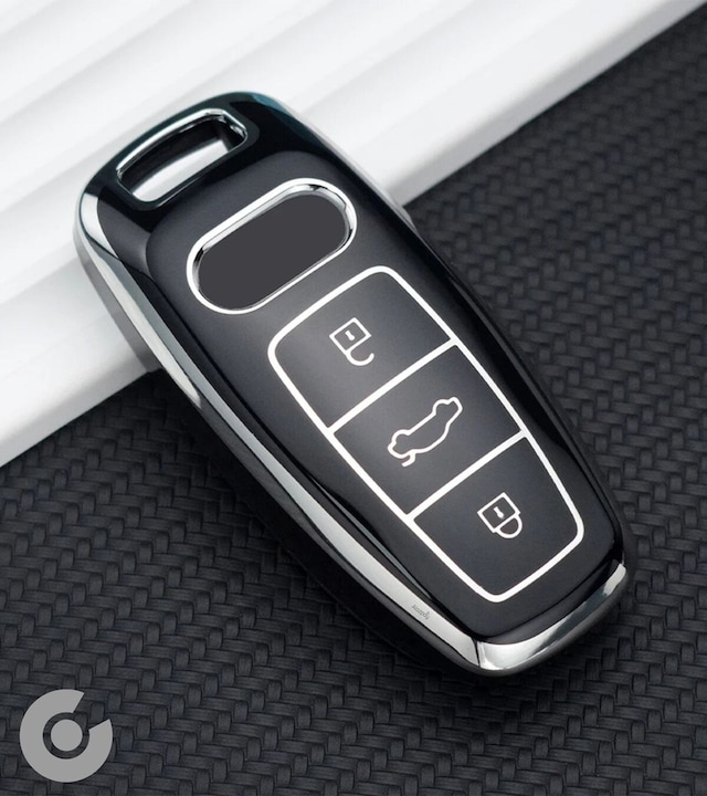 Audi A3 A4 A6 A7 A8 & B9 C8 4k D5 & S7 S8 & Q7 Q8 & E-tron Tpu Anahtar Kılıfı Siyah Gümüş