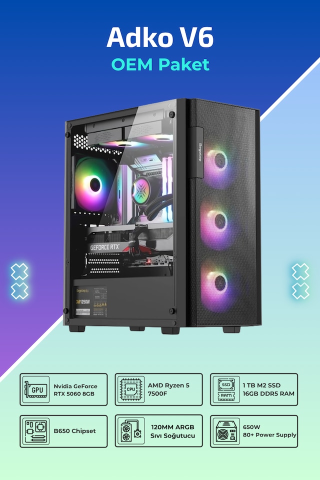 IH ADKO V6 Ryzen 5 7500F RTX 5060 16GB RAM 1TB SSD