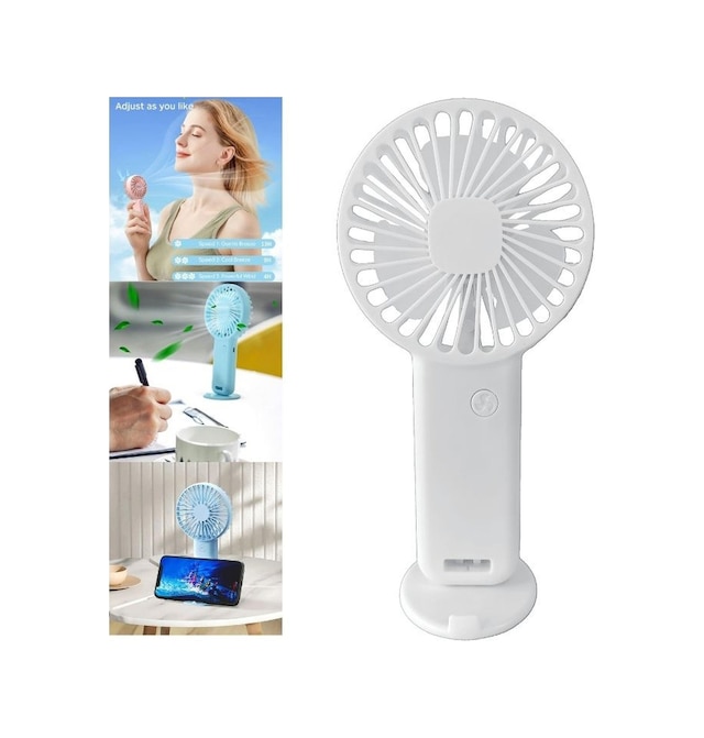 Mini Fan,telefon Tutucu,portatif El Vantilatörü Beyaz 9,3x19cm