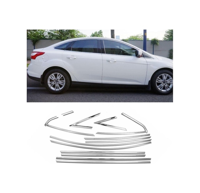 Ford Focus 3 Sedan Krom Cam Çerçevesi 2011-2017 16 Parça