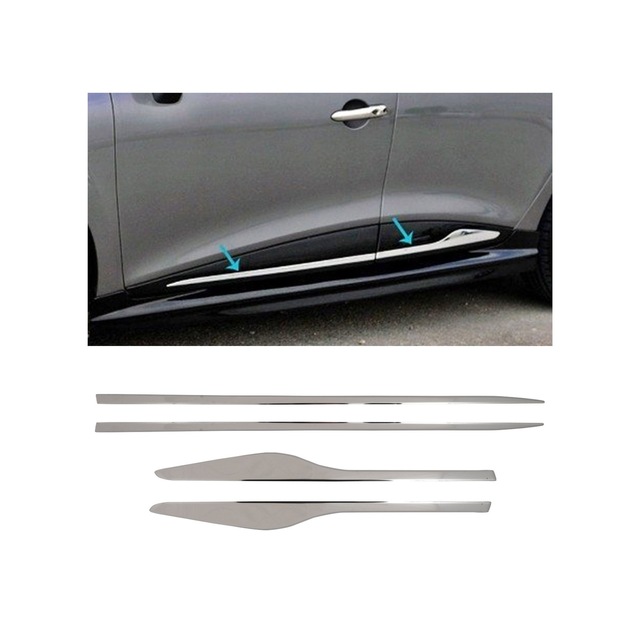 Renault Clio 4 HB Uyumlu Krom Yan Kapı Çıtası 4 Parça Paslanmaz Çelik (Yazısız)