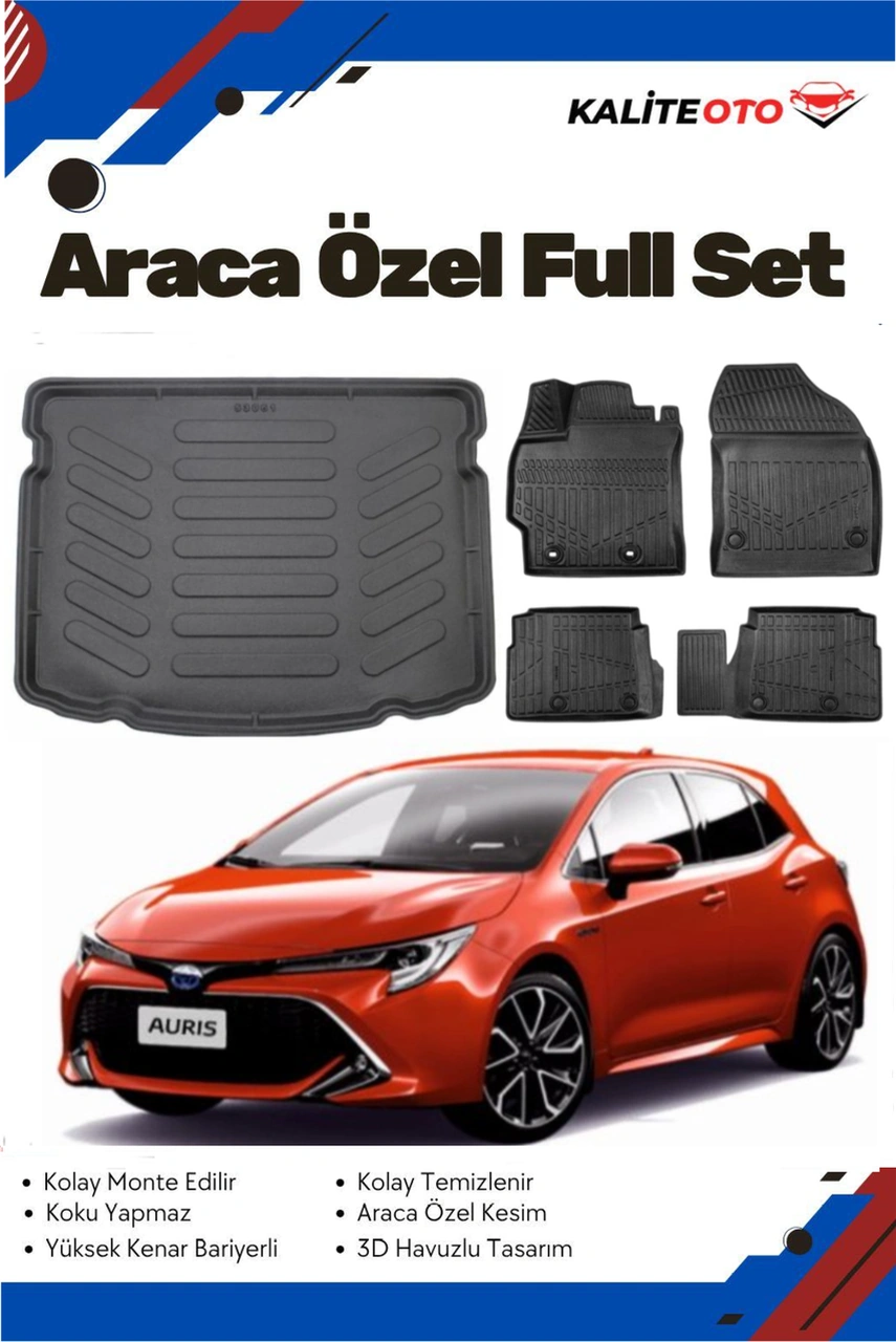 Toyota Auris 2015 Model Yumuşak Paspas+bagaj Havuzu Seti