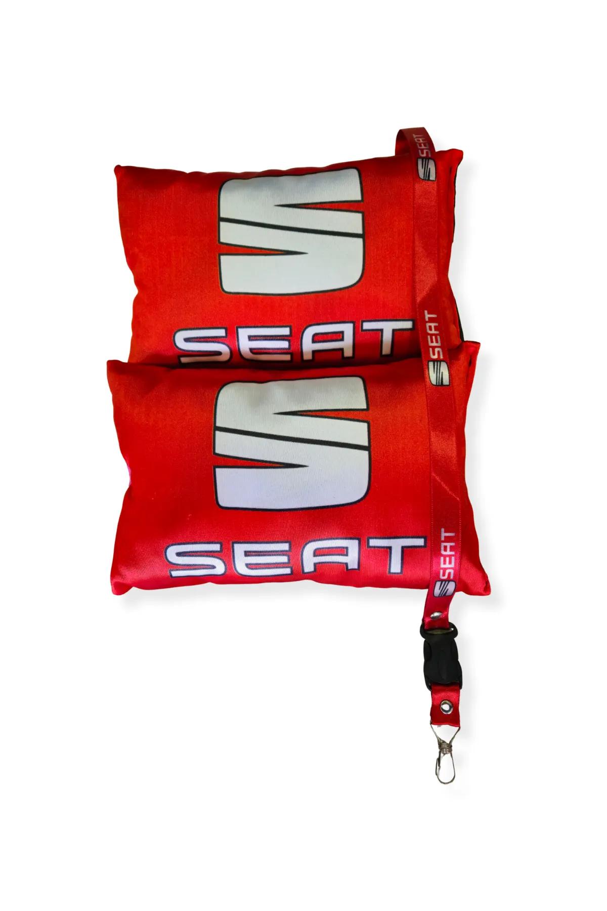Seat Kırmızı Seyahat Boyun Yastığı 2 Li Set & Araç Ayna Askısı / Şık Ve Konforlu Oto Aksesuar Seti Kırmızı