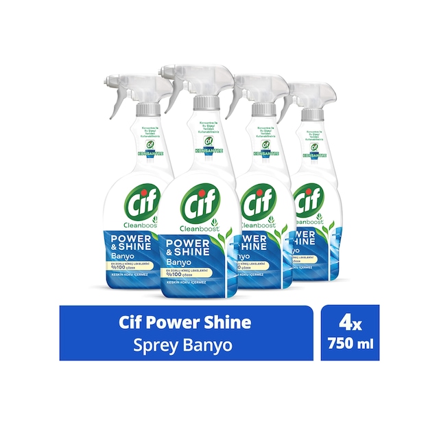 Cif Power & Shine Sprey Banyo Temizleyici 4 x 750 ML