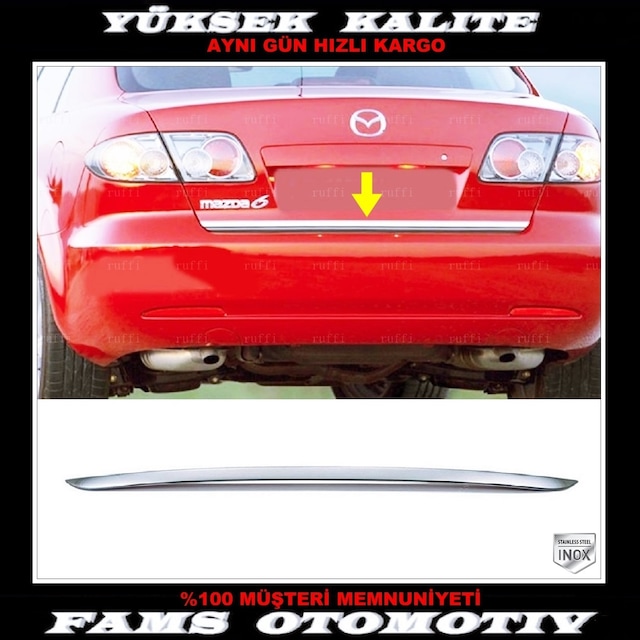 Mazda 6 Sedan Krom Bagaj Alt Çıtası 2002-2008 P. Çelik