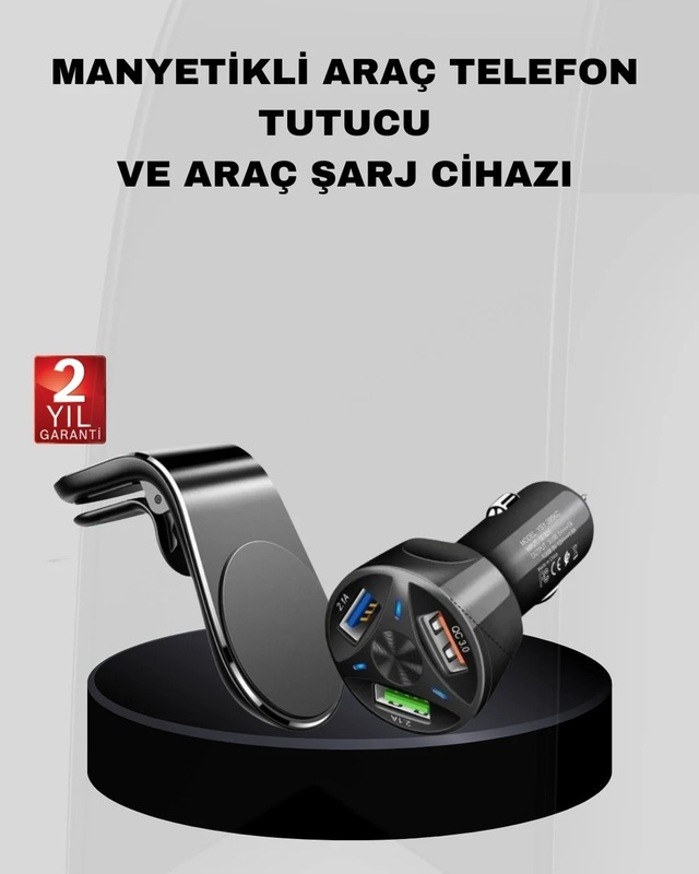 Ers Araç İçi Telefon Tutucu + Quick Charge 3.0 Araç Şarj Cihazı Seti