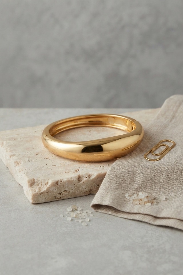 Gold Renk Pirinç Bombe Model Vintage Kelepçe Bilezik - Lisinya