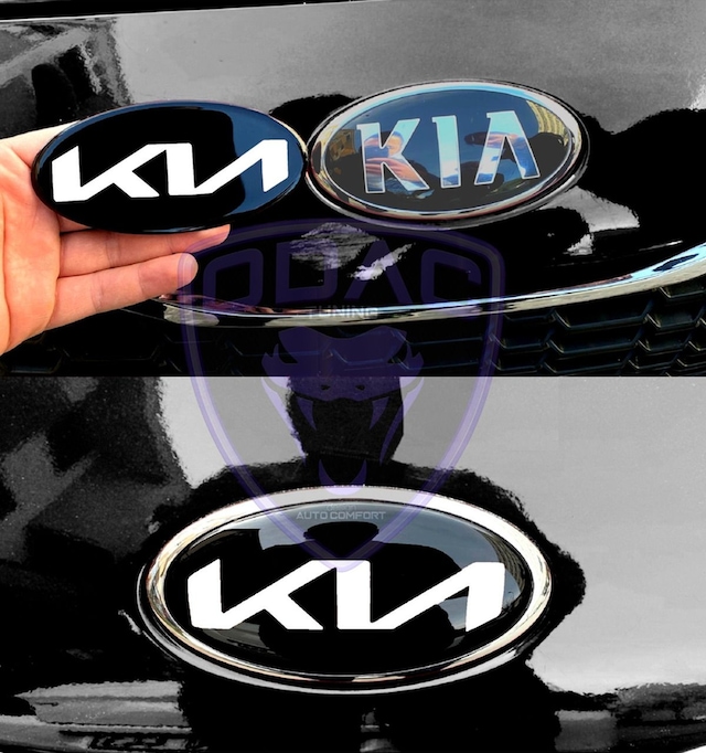 Kia Ceed, Rio, Cerato Özel Yeni Yazılı Kia Logo Amblem Takım Siyah Beyaz Ön Arka 2 Parça