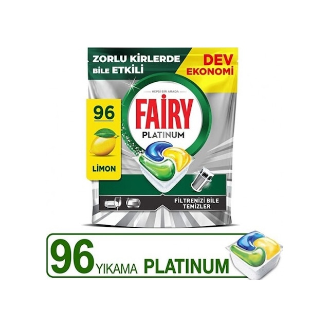 Fairy Platinum Bulaşık Makinesi Kapsülü Limon Kokulu 96'lı