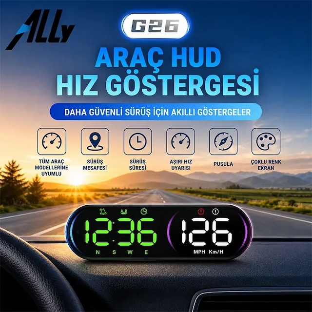 Ally Hud G26 Gps Head Up Display Hud Dijital Hız Göstergesi- 5775 Renk: Siyah