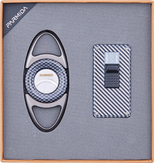 Parmida Çakmak Kesici İkili Karbon Desenli Puro Seti - Tr8418