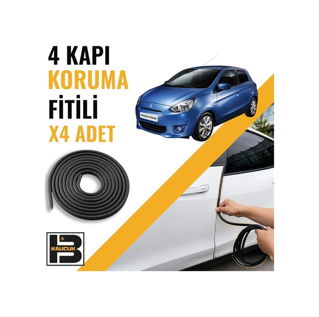 Mitsubishi Spacestar 2013-2018 Kapı Koruma Fitili-4 Kapı-siyah-bm2569