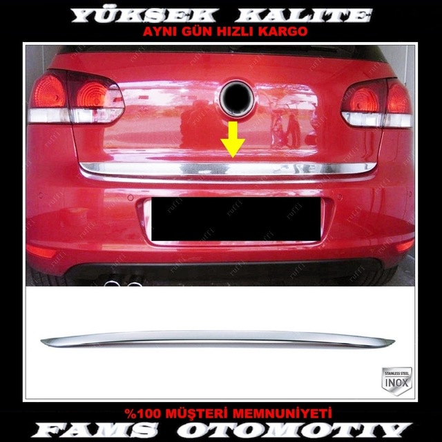 Vw Golf 6 Hb Krom Bagaj Alt Çıtası 2009-2013 Arası P.Çelik