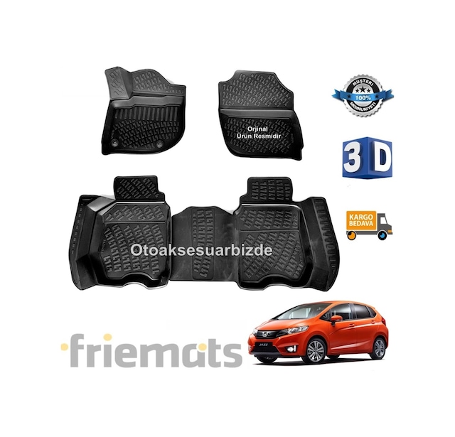 Honda Jazz 3D Havuzlu Paspas Siyah 2016-2019 Arası Friemats N11.28129