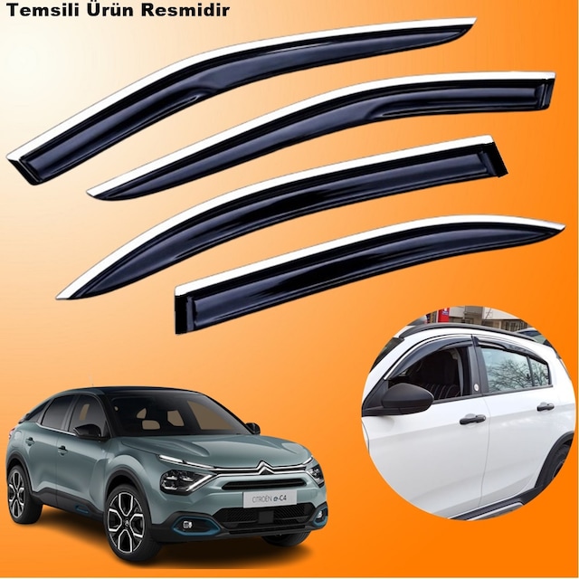 Citroen C4x Mügen Cam Rüzgarlığı Abs Krom Nikelajlı Cam Rüzgarlığı 2023 Sonrası 4 Lü Set
