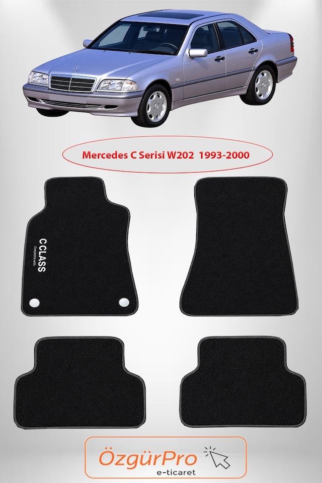Rizline Mercedes C Serisi W202 1993-2000 Araca Özel Halı Paspas Klipsli