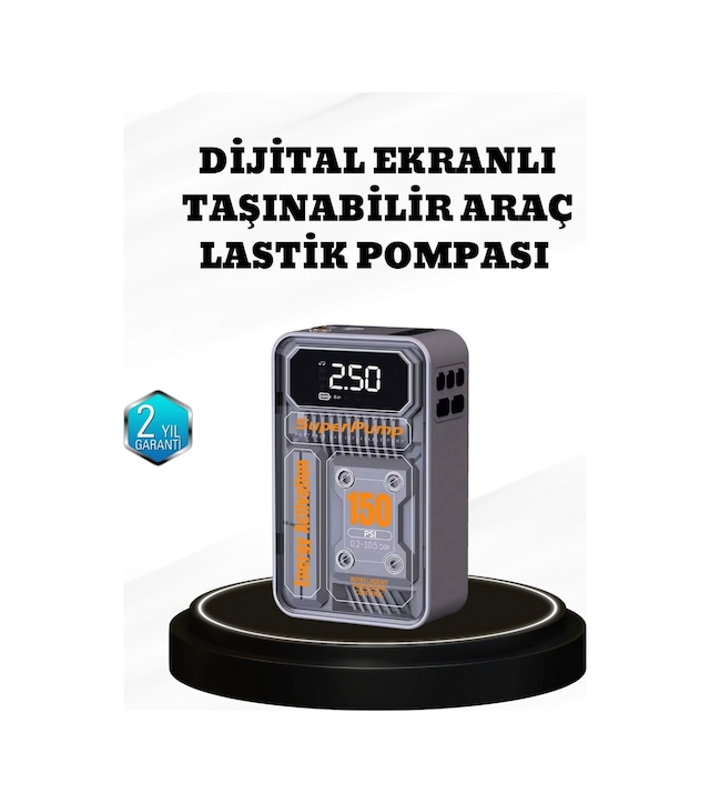150 Psı Kablosuz Şarjlı Hava Pompası Led Ekranlı Ve Otomatik Kapanma Özellikli