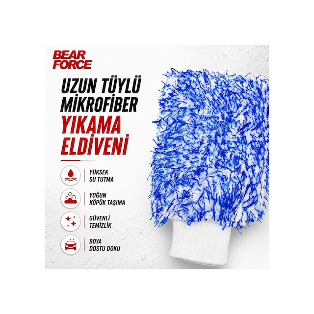 Robeve Bear Force Uzun Tüylü Mikrofiber Araç Yıkama Eldiveni Yoğun Köpük Taşıma Özellikli, Yüksek Su Emici, Çiziksiz Ve Güvenli Temizlik Için Boya Dostu Mikrofiber Oto Yıkama Eldiveni