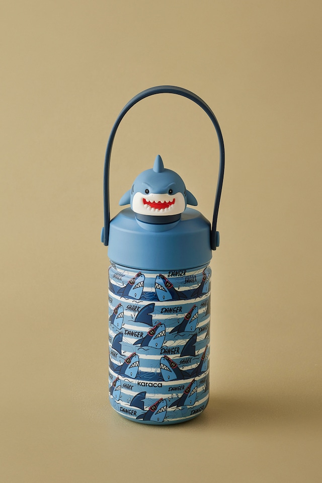 Karaca Duosip Shark Çocuk Pipetli Köpek Balığı Tasarımlı Okul Su Matarası Termos 350 ml