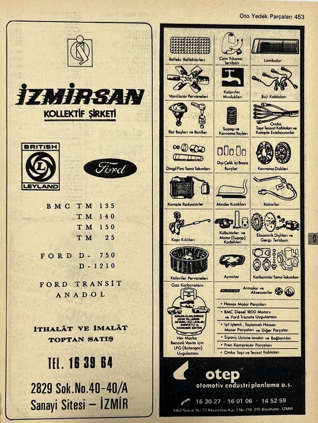 İzmir 1982-1983 Meslek Reklam İlanı Efemera S453 Teşhir Ürün