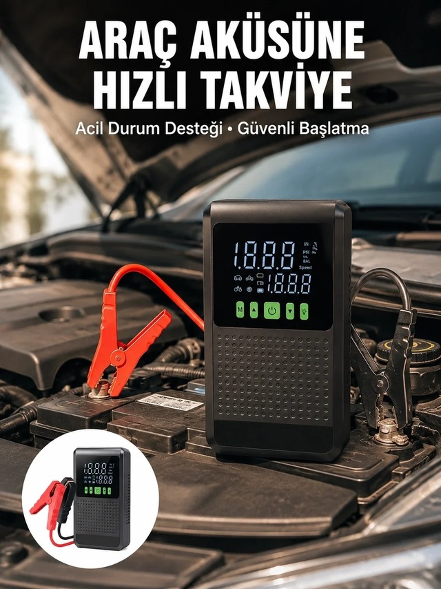 Ers Araç İçin Akü Takviye Cihazı Ve Kablosuz Hava Kompresörü Yeni Nesil