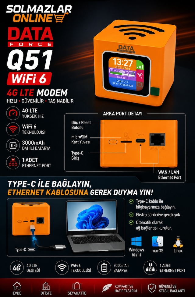 Data Force Q51 Wifi 6 4g Lte Taşınabilir Modem