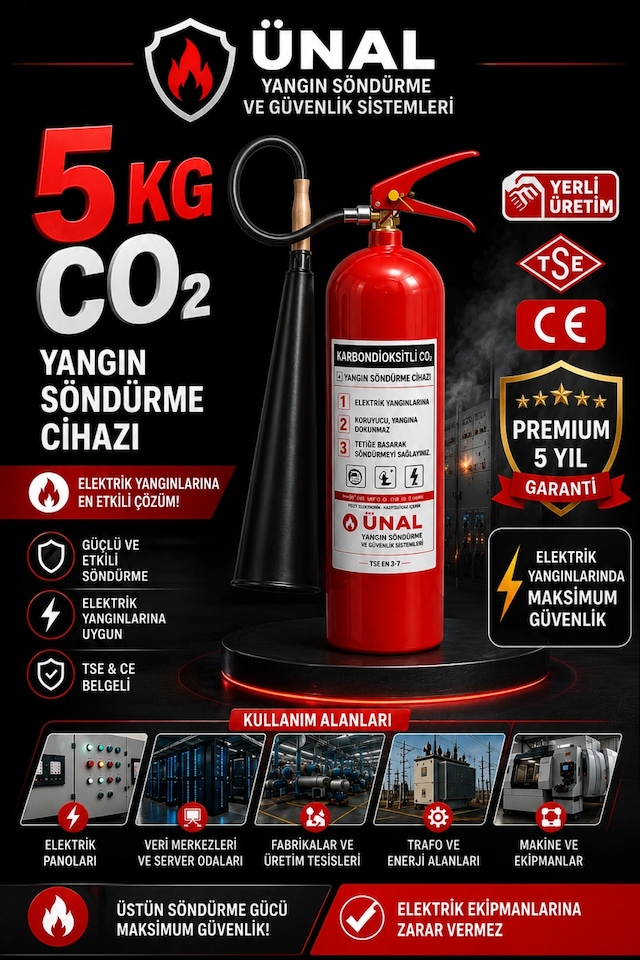 5 Kg Co2 Karbondioksitli Yangın Söndürme Cihazı Araç İçin Ev İçin İş Yeri İçin