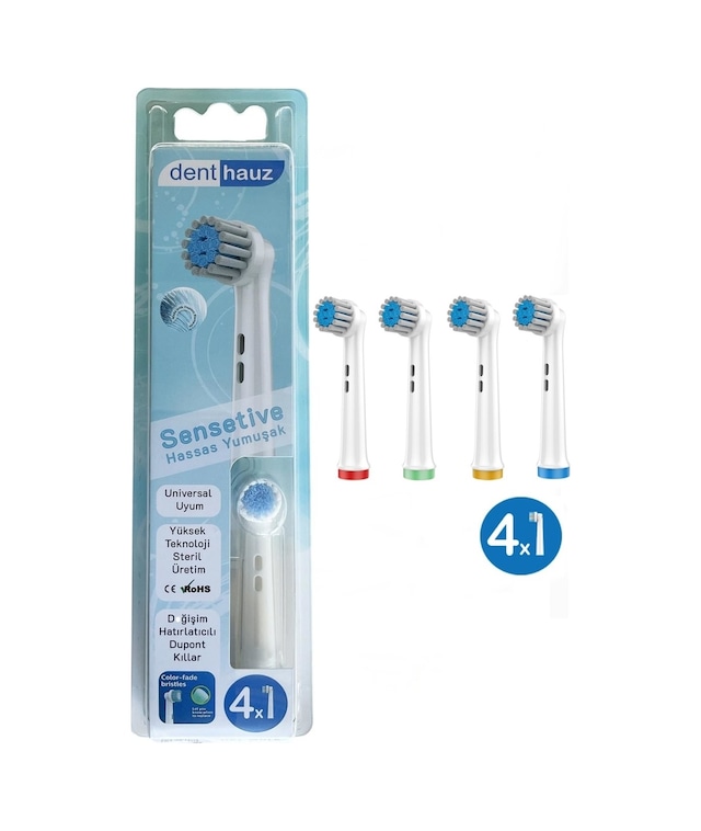 Sensetive - Ekstra Yumuşak Oral B Şarjlı Diş Fırçası Yedek Başlığı - 4 Adet Yedek Başlık