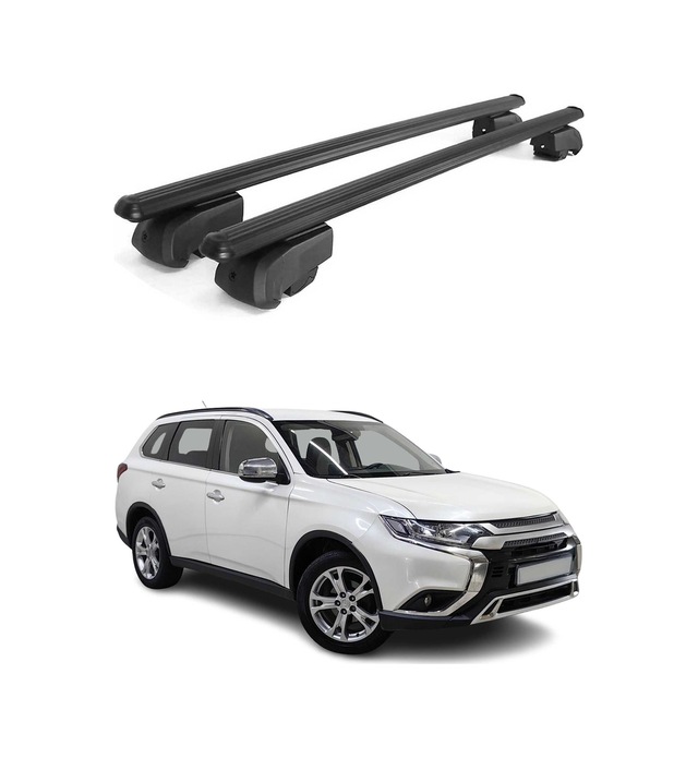 Mitsubishi Outlander Iıı 2012-2021 Arası Uyumlu Port Bagaj Taşıyıcı Ara Atkı Alüminyum Siyah 2 Parça