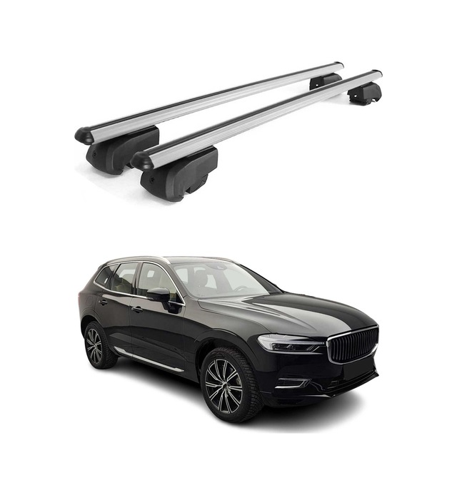 Volvo Xc60 Iı 2017-2027 Arası Uyumlu Port Bagaj Taşıyıcı Ara Atkı Alüminyum Gümüş 2 Parça
